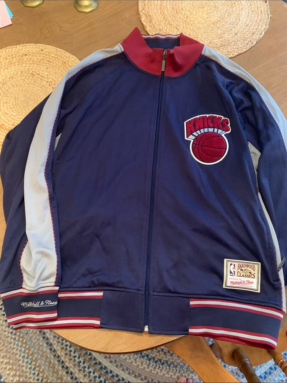 Mitchell & Ness Navy, Gray & Red Knicks Track Jacket